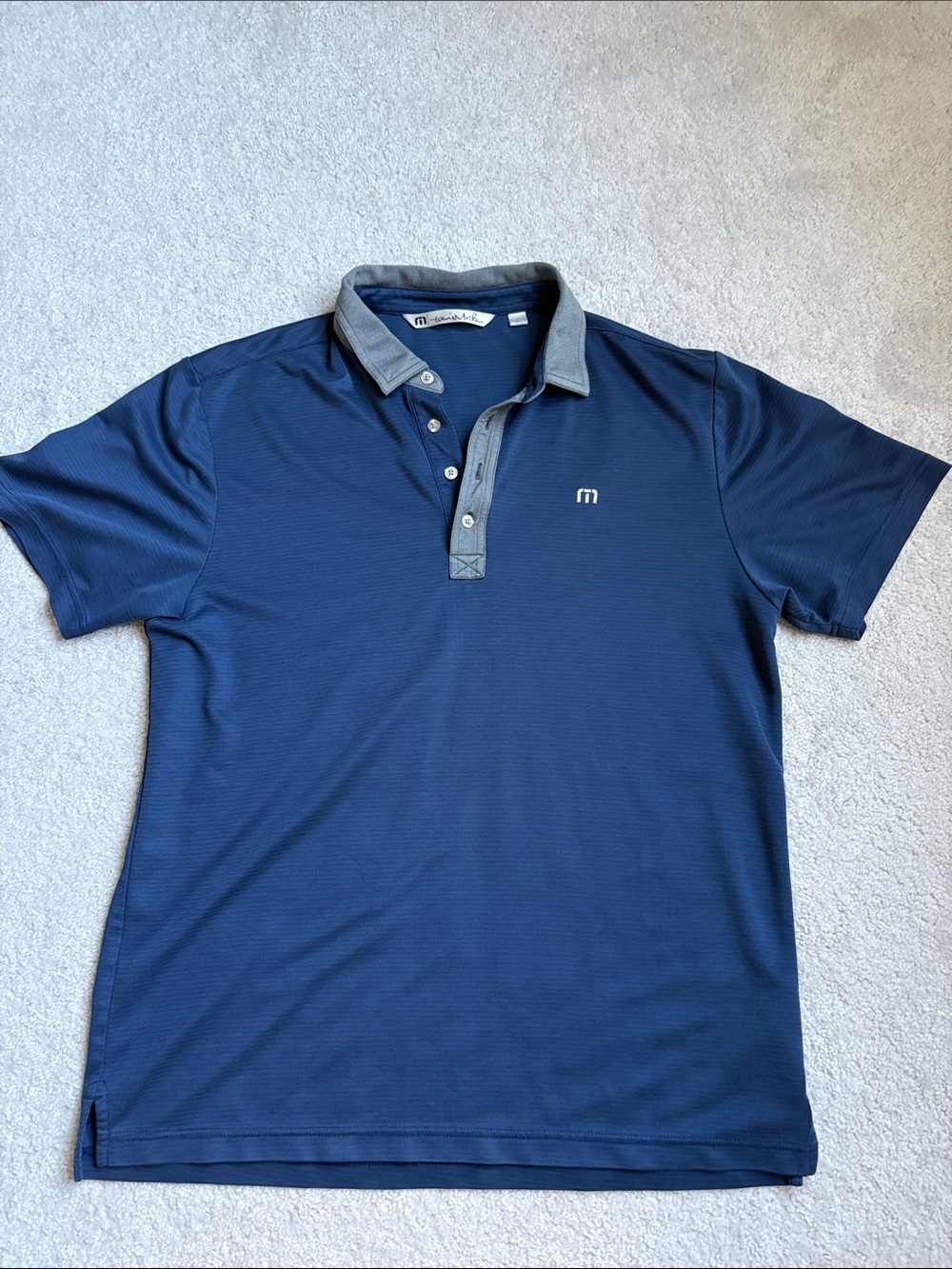 Travis Mathew Navy Polo with Gray Contrast Collar